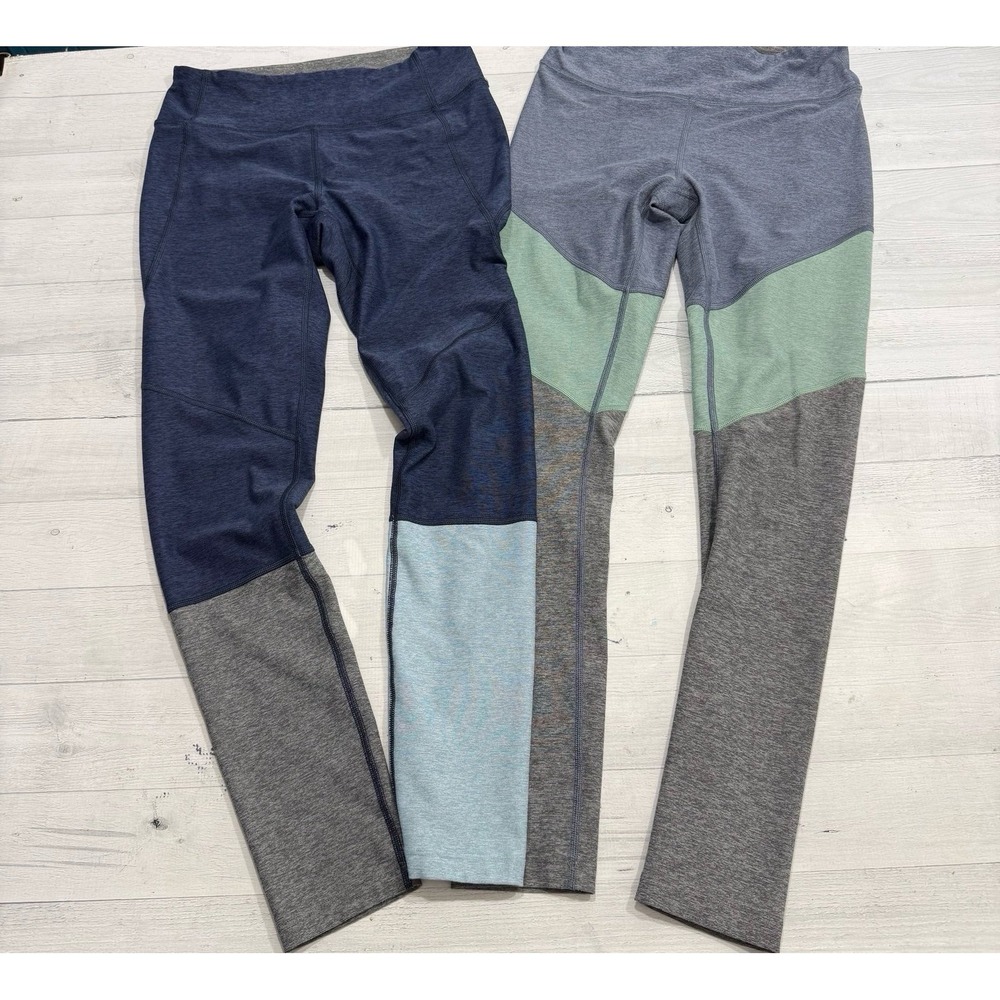 Outdoor Voices women's colorblock leggings blue‎ green grey two pairs size small